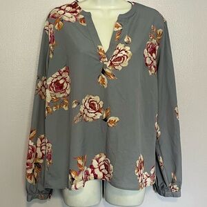 A New Day light blue floral blouse - size large